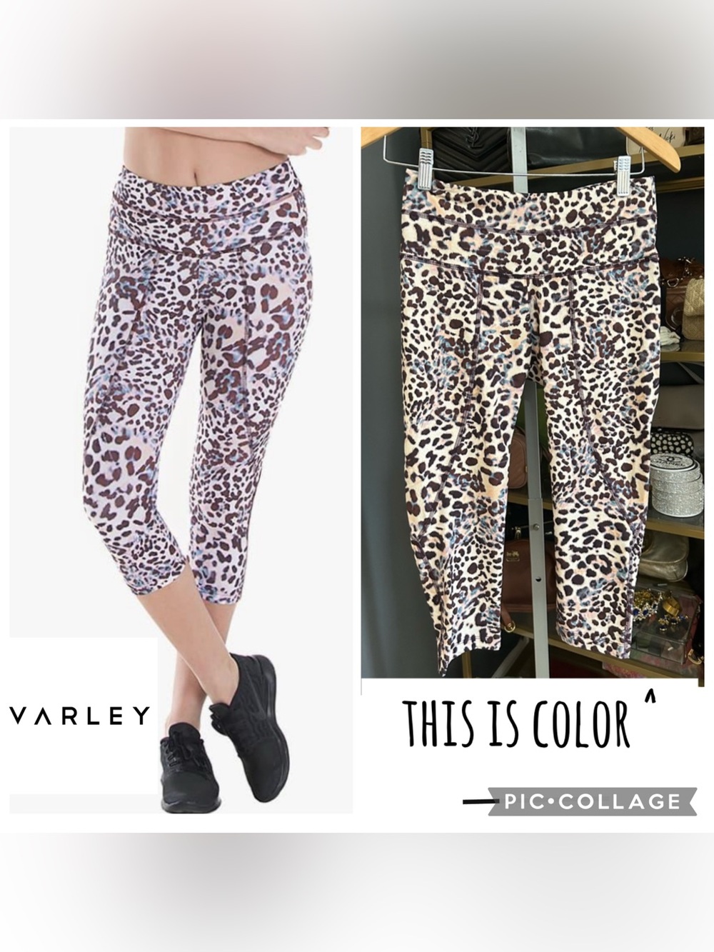 Like New! VARLEY Pico Crop Leggings Leopard Print Size Small